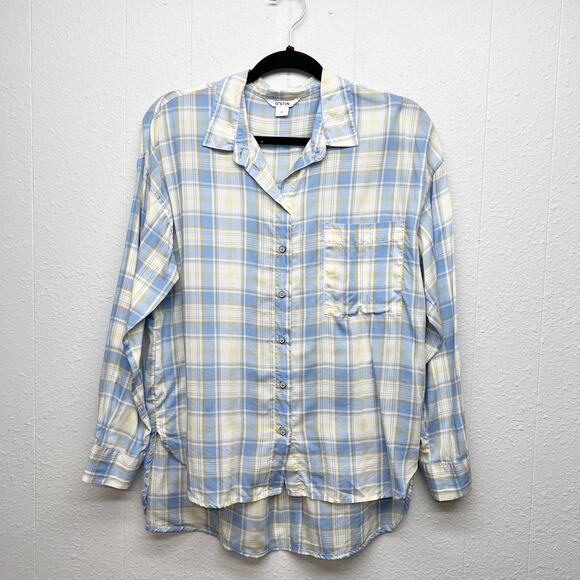 Ostin Plaid Womens Button Front Shirt Small Oversized Western Cowgirl Rodeo Chic - Picture 1 of 10